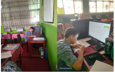 2 orang siswa terbaik MTsN 9 Tanah Datar ikuti uji coba OMI Mapel IPA dan matematika untuk persiapan OMI tingkat provinsi.
