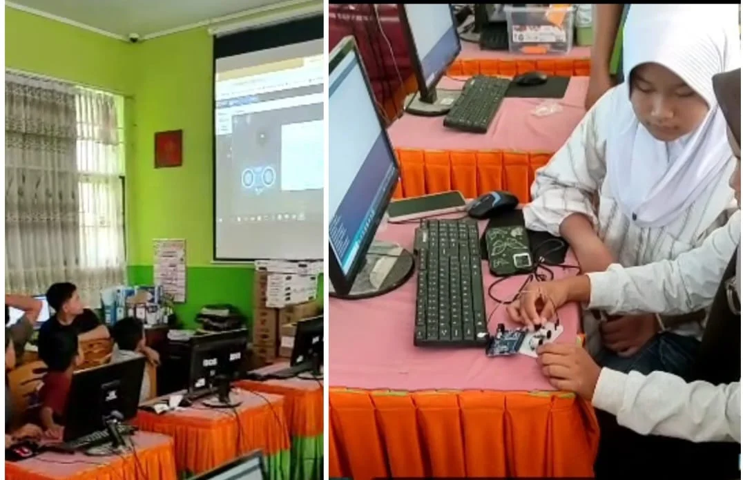 Siswa MTsN 9 Tanah Datar Antusias Ikuti Pelatihan Robotik